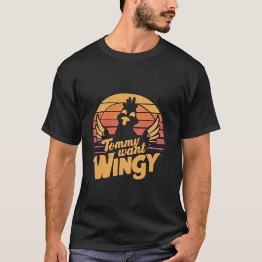 Tommy Wil Vleugeltje Retro Grappig Buffel Kip T-shirt (Voorkant)