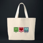 Tomografie van de vredesliefdestomografie grote tote bag<br><div class="desc">Peace Love Tomography. Een schattig tomografisch geschenk voor een CT-scan technicus of technoloog die bij het maken van beelden met een tomografie werkt.</div>