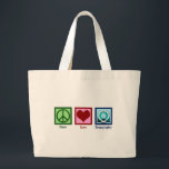 Tomografie van de vredesliefdestomografie grote tote bag<br><div class="desc">Peace Love Tomography. Een schattig tomografisch geschenk voor een CT-scan technicus of technoloog die bij het maken van beelden met een tomografie werkt.</div>