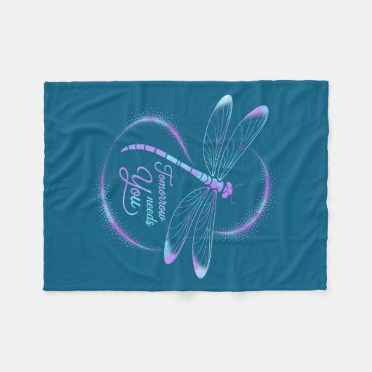 Tomorrow Needs You Suicide Awareness Dragonfly  Fleece Deken (Voorkant (Horizontaal))