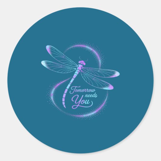 Tomorrow Needs You Suicide Awareness Dragonfly  Ronde Sticker (Voorkant)