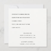 TOMOTO RED NAVY PLUMBER SERVICE PIPES PLUMBING KAART (Achterkant)