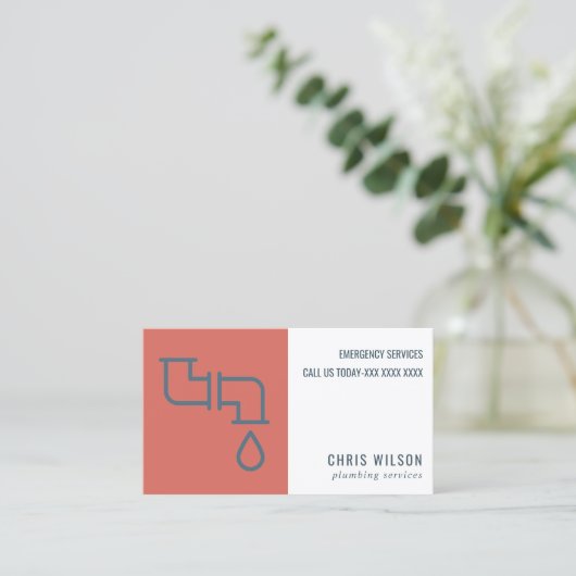 TOMOTO RED NAVY PLUMBER SERVICE PIPES PLUMBING VISITEKAARTJE (Staand voorkant)