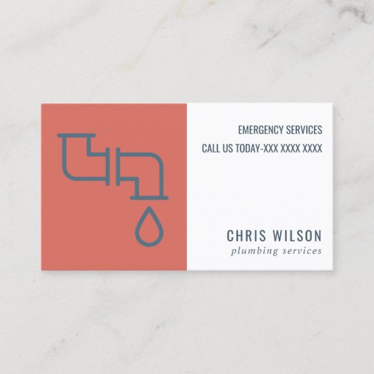 TOMOTO RED NAVY PLUMBER SERVICE PIPES PLUMBING VISITEKAARTJE (Voorkant)