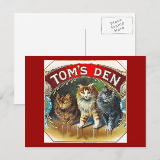 Toms Den  Sigar Label Briefkaart (Voorkant / Achterkant)