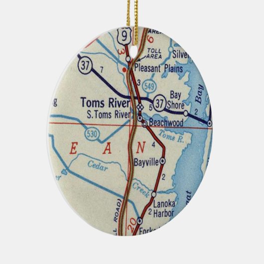 Toms River NJ Map Keramisch Ornament (Rechts)