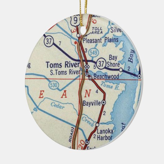 Toms River NJ Map Keramisch Ornament (Links)