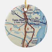 Toms River NJ Map Keramisch Ornament (Achterkant)