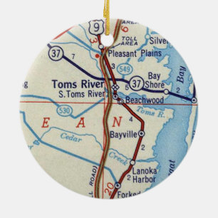 Toms River NJ Map Keramisch Ornament