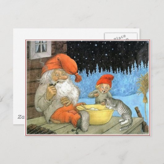 Tomte Nisse, aka de Kerstman Feestdagenkaart (Voorkant / Achterkant)