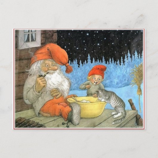 Tomte Nisse, aka de Kerstman Feestdagenkaart (Voorkant)