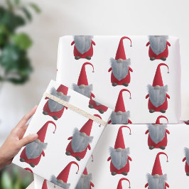 Tomte Nisse Kerst Gnome Rood en Wit Vakantie Cadeaupapier