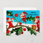 tomte- of kerstkleven die bessen schilderen briefkaart (Voorkant / Achterkant)