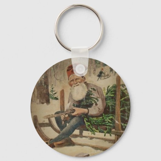 Tomte snijdt de boom sleutelhanger (Voorkant)