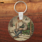 Tomte snijdt de boom sleutelhanger (Voorkant)