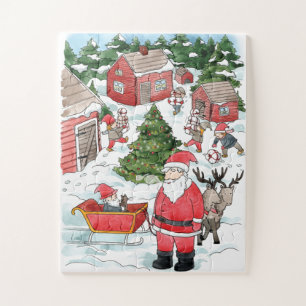 Tomten en Santa Puzzle voor kinderen van 3+ jaar Legpuzzel