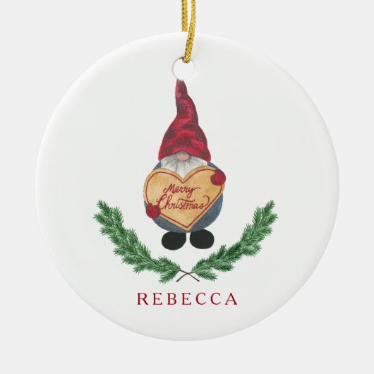 Tomten Kerstversiering Keramisch Ornament (Voorkant)