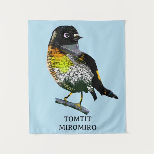 Tomtit Miromiro Wandkleed (Voorkant)