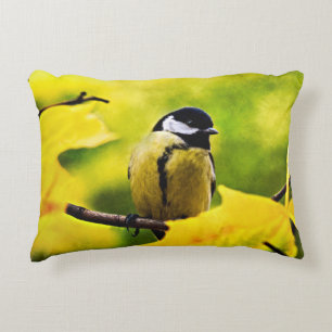 Tomtit - naar het seizoen gedrukt decoratief kussen