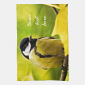 Tomtit - naar het seizoen gedrukt theedoek (Verticaal)