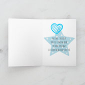 Ton Fun Boy 1st Birthday Blue Hair Unicorn Kaart (Binnen)