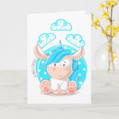 Ton Fun Boy 1st Birthday Blue Hair Unicorn Kaart (Gele Bloem)