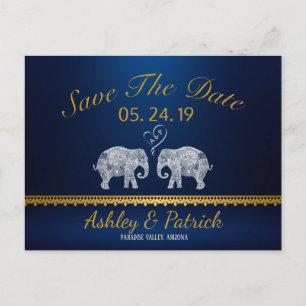 TON LOVE-Elephant Couple Indian Save the Date Aankondigingskaart