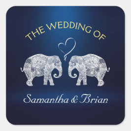 TON LOVE | Elephant Night Light Wedding Custom Vierkante Sticker