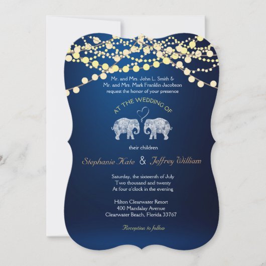 TON LOVE/Elephant Night Lights Wedding Invitting Kaart (Voorkant)