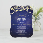 TON LOVE/Elephant Night Lights Wedding Invitting Kaart (Staand voorkant)
