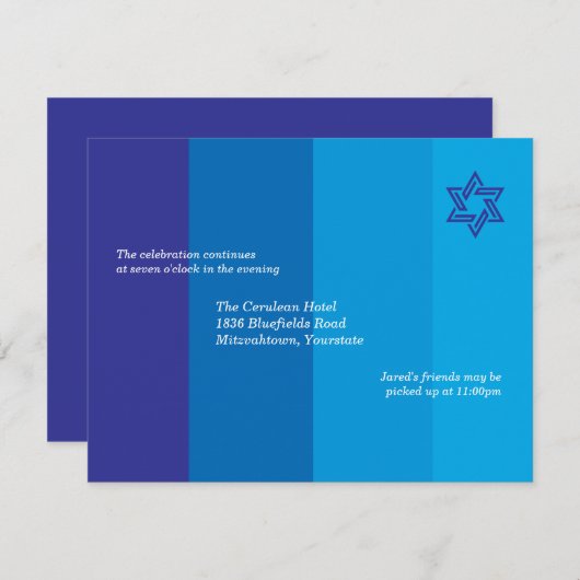 Tonal Blue Bar Mitzvah Reception Invitation Kaart (Voorkant / Achterkant)