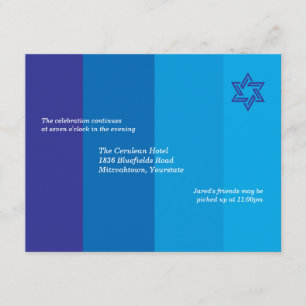 Tonal Blue Bar Mitzvah Reception Invitation Kaart
