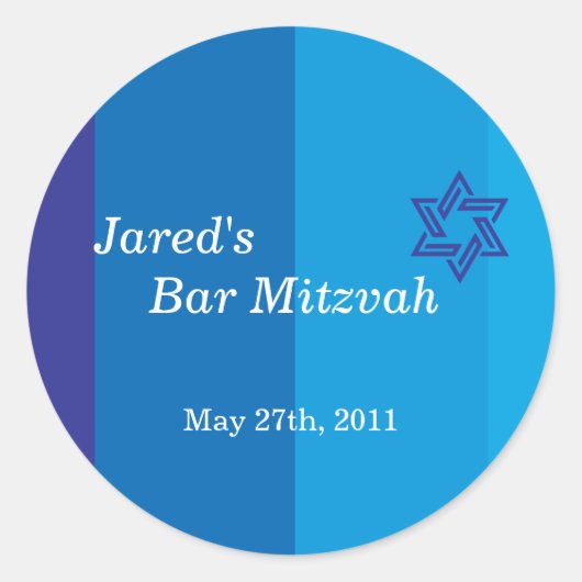 Tonal Blue Bar Mitzvah Sticker (Voorkant)
