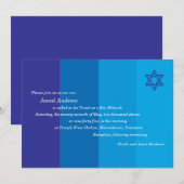 Tonal Blue Bar Mitzvah Uitnodiging (Voorkant / Achterkant)