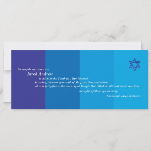 Tonal Blue Bar Mitzvah Uitnodiging (Voorkant)