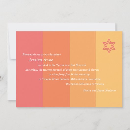 Tonal Citrus Bat Mitzvah-uitnodiging Kaart (Voorkant)