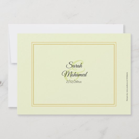 Tonal florale Muslim bruiloft Kaart (Achterkant)