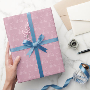 Tonal Golfkarren & Clubs op Roze Cadeaupapier