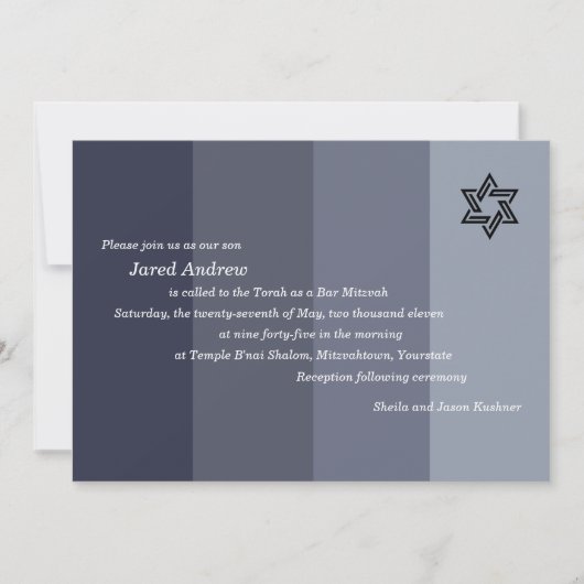 Tonal Gray Bar Mitzvah Kaart (Voorkant)