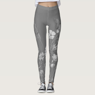 Tonale grijze bloemen en vlinder leggings