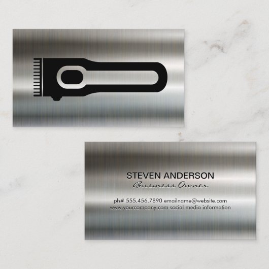 tondeuse | kapper | metallische achtergrond visitekaartje (Voorkant / Achterkant)