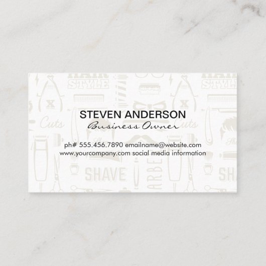 tondeuse | kapper patroon | Metallic Visitekaartje (Achterkant)