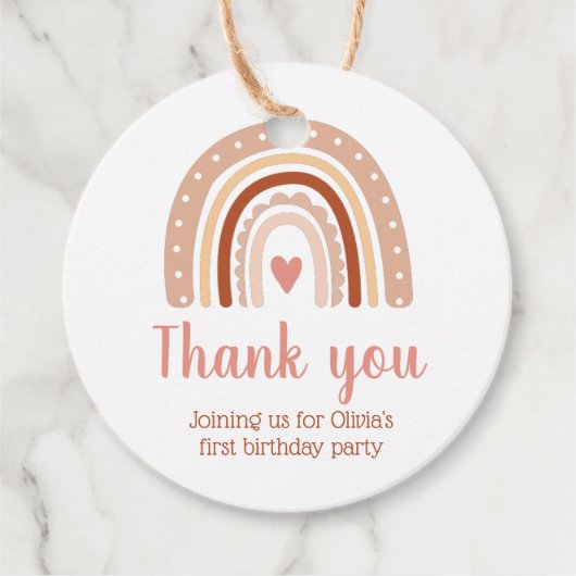 Tone Boho regenboog verjaardagsfeestje dank u Bedankjes Labels (Voorkant)