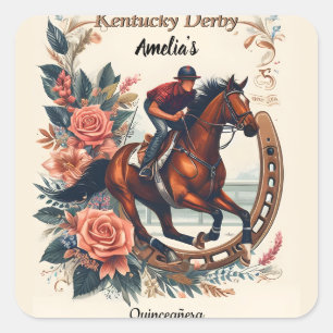 Tone Horse Cowboy Derby Party Western Quinceanera Vierkante Sticker