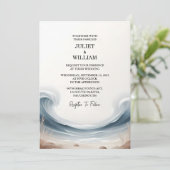 Tone Lente Zomer Ocean Beach Bestemming Bruiloft Kaart (Staand voorkant)