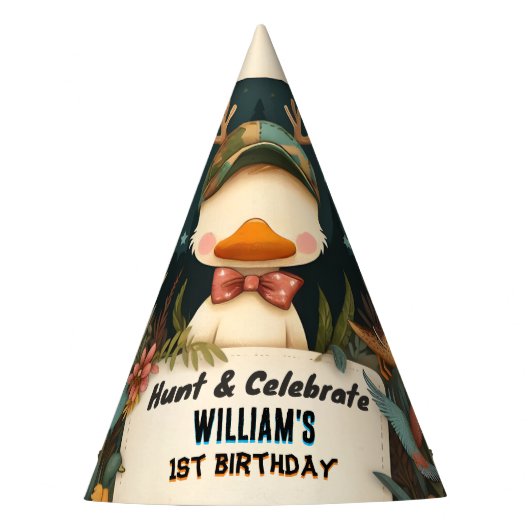 Tone Wild Camo Oh Deer Eend jacht 1e verjaardag Feesthoedjes (Voorkant)