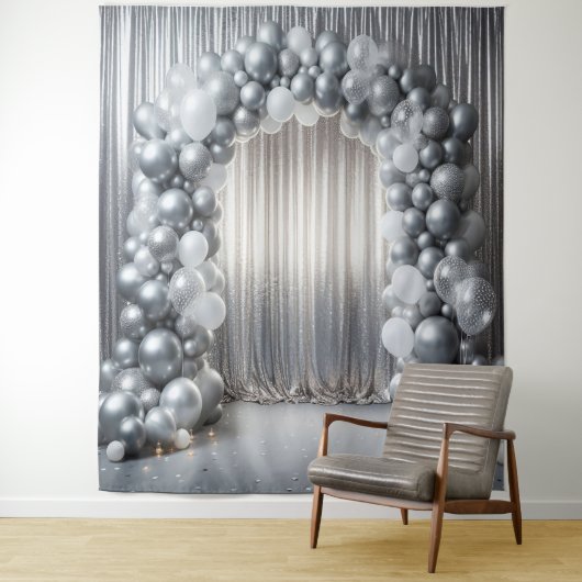  tonen van Grey Balloon Arch Wandkleed (In situ)