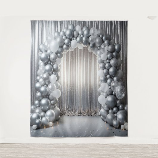  tonen van Grey Balloon Arch Wandkleed (Voorkant)