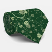 Tonen van het Groene Shamrock Pattern Stropdas (Opgerold)