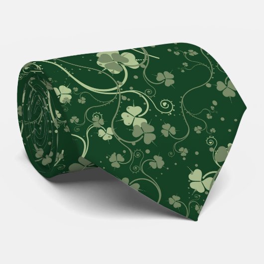 Tonen van het Groene Shamrock Pattern Stropdas (Opgerold)